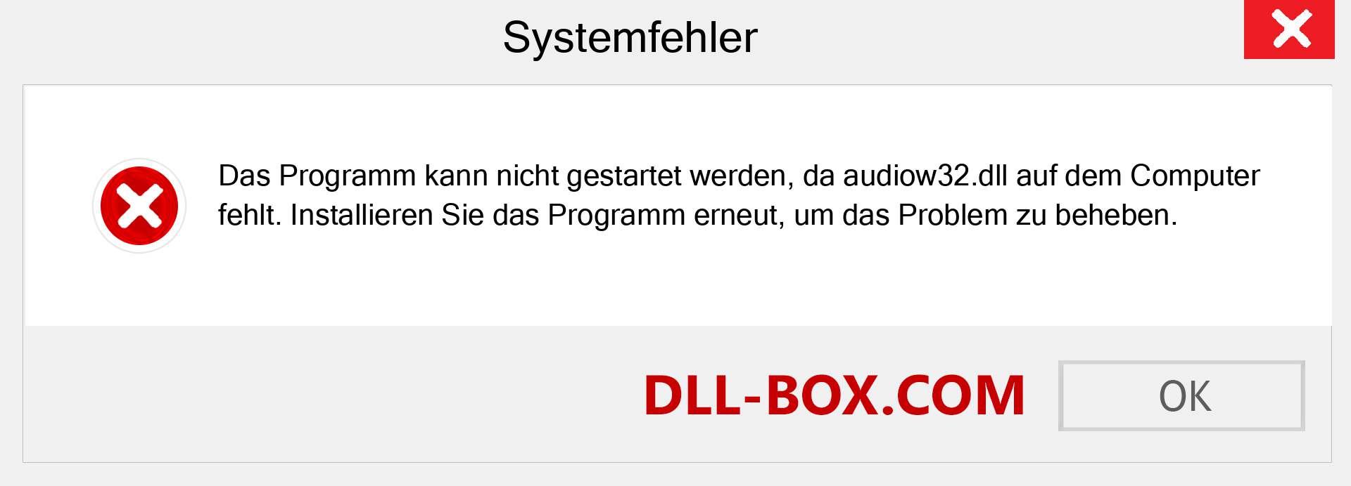 audiow32.dll-Datei fehlt?. Download für Windows 7, 8, 10 - Fix audiow32 dll Missing Error unter Windows, Fotos, Bildern