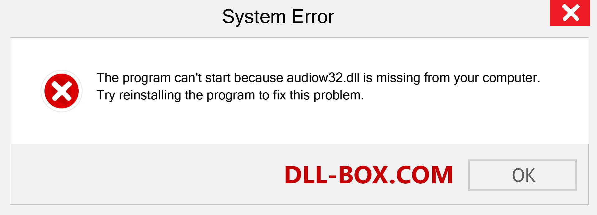  audiow32.dll file is missing?. Download for Windows 7, 8, 10 - Fix  audiow32 dll Missing Error on Windows, photos, images